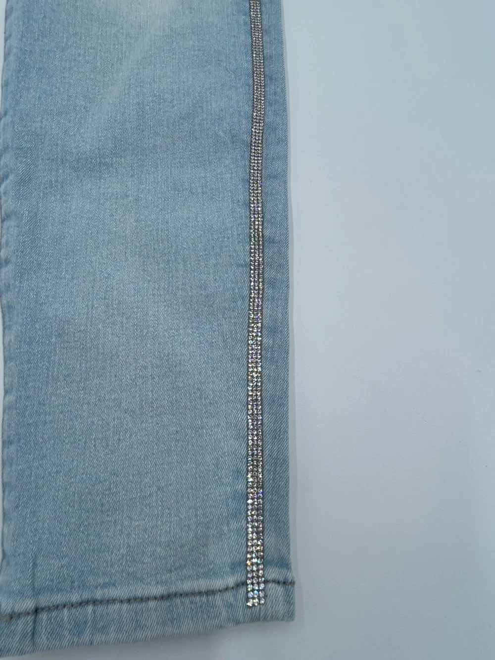 Guess Women’s Light Blue Skinny Jeans with Side Rhinestone Trim